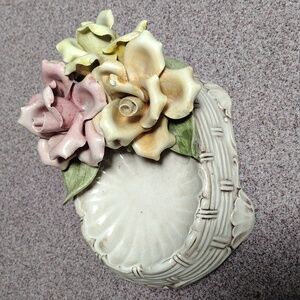 MCM Capodimonte Porcelain Roses Soap Trinket Dish Made In Italy